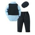 thumbnail image 2 of CARETOO Baby Boy Clothes Suits Outfits Dress+Suspender Pants+Bowtie+Beret Hat Wedding Set 0-18M 5pcs, 2 of 16