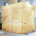 thumbnail image 3 of Luxury Princess 3 Side Openings Post Bed Curtain Canopy Netting Mosquito Net Bedding (Yellow S), 3 of 4