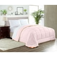 thumbnail image 1 of Twin Comforter Solid Pink 300 GSM Plush Siliconized Microfiber Fill Duvet Insert Box Stiched Quilted Fluffy Soft 600 TC Egyptian Cotton Shell with Piping & Pillowcases, 1 of 8