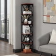 thumbnail image 2 of Convenience Concepts Oxford 5 Tier Corner Bookcase, Cherry and Black, 2 of 6