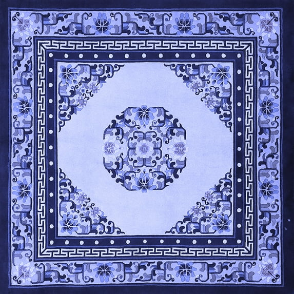 Ahgly Company Machine Washable Indoor Square Persian Blue Traditional Area Rugs, 6' Square