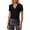 Black, variant on Daznico Women's Ribbed V-Neck Polo Top, Short Sleeve Fitted Casual Business Summer Work Tee,S