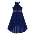 thumbnail image 4 of Miaeowve Robe Scintillante pour Enfant à Col Licou, Demoiselle d'Honneur Junior, Sans Manches, Asymétrique, Robe de Danse d'École, Robe de Bal Formelle, Robe de Bal de Fin d'Année, Bleu Marine, 10, 4 of 7