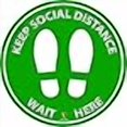thumbnail image 3 of Pro-Graphx Social Distancing Floor Decal Stickers 7" - 10 Decals of 6 Feet Specialized Sticker Markers, for Crowd Control Guidance, Grocery, Pharmacy, Bank, and Lab. Stand Decal (10) - Green, 3 of 3