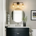 thumbnail image 6 of KAISITE 3-Light Black & Gold Dimmable Vanity Light with Clear Glass Shades, 6 of 9