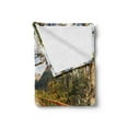thumbnail image 2 of Countryside Soft Flannel Fleece Blanket, Wooden Boardwalk in Forest Wilderness Getaway Footpath Summertime Hike, Cozy Plush for Indoor and Outdoor Use, 70" x 90", Orange Green Brown, by Ambesonne, 2 of 5