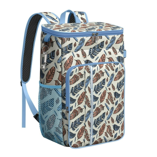 Colorful Abstract Geometric Cooler Backpack - 20L Insulated Leakproof Lunch Bag, Plaid Stripes