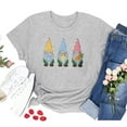 thumbnail image 2 of Blouse d'Été Grande Taille à Manches Courtes pour Femmes, Pâques, T-shirt à Col Rond à Imprimé Nain, Haut à Manches Courtes, Blouse Décontractée Ample, T-shirt à Col en V pour Femmes en Liquidation, 2 of 4