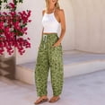 thumbnail image 6 of Women's Cotton Linen Pants Elastic Waist Casual Leopard Print Vacation Barrel Trousers with Pockets, 6 of 8