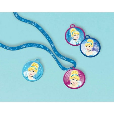 Disney Cinderella Charm Necklace Birthday Party Accessory Favour (12 Pack), Blue/Pink, 6 1/4