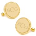 thumbnail image 4 of 14K Gold Plated Rope Border Round Engravable Cufflinks, 4 of 6