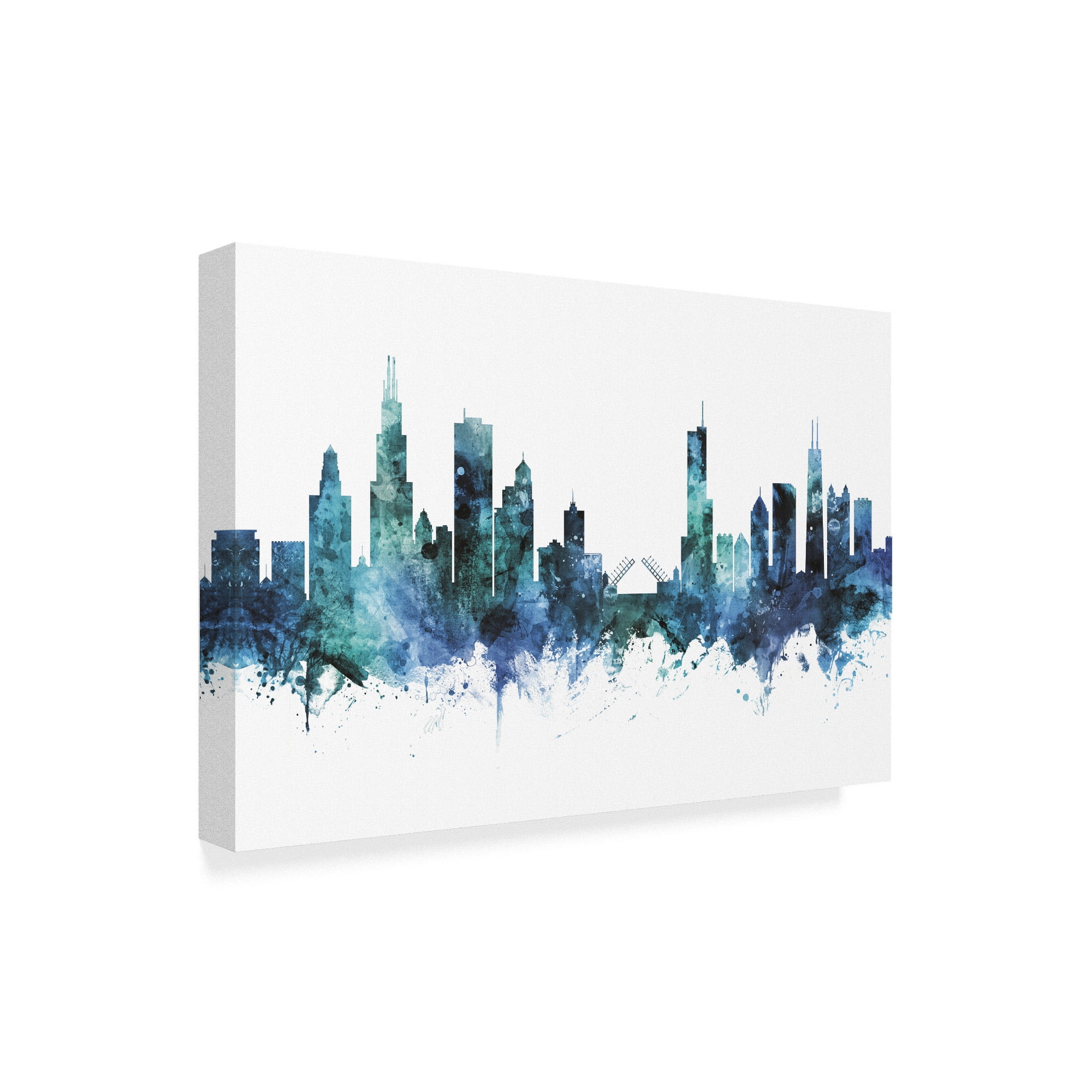 Trademark Fine Art 'Chicago Illinois Blue Teal Skyline' Canvas Art by Michael Tompsett