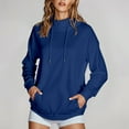 thumbnail image 2 of Brondbend Hoodie Sweatshirt for Women Pullovers Women Mock Neck Long Sleeved Solid Color Pocket Fashion Top with Drawstring Loose Fit Fall Winter Party Work Casual Top (Blue), 2 of 7