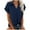 Dark Blue, variant on ATOYSOY Women's Holiday Pullovers Casual Short Sleeve Pleated Tops Cute Loose Dressy Tunic Shirts Fashion Clothes Business Tees Lapel V Neck Blouses Summer Blue S