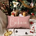 thumbnail image 2 of Christmas Throw Pillow Covers 12x20 Inch Set of 2 Merry Christmas Farmhouse Decorations Believe Holiday Decor Throw Cushion Case for Home Couch, 2 of 6