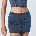 thumbnail image 6 of Gubotare Skirts for Women Denim Womens Mini Denim Skirt Mid Waist Mini Dress Jean Skirts (Blue,Size S), 6 of 9