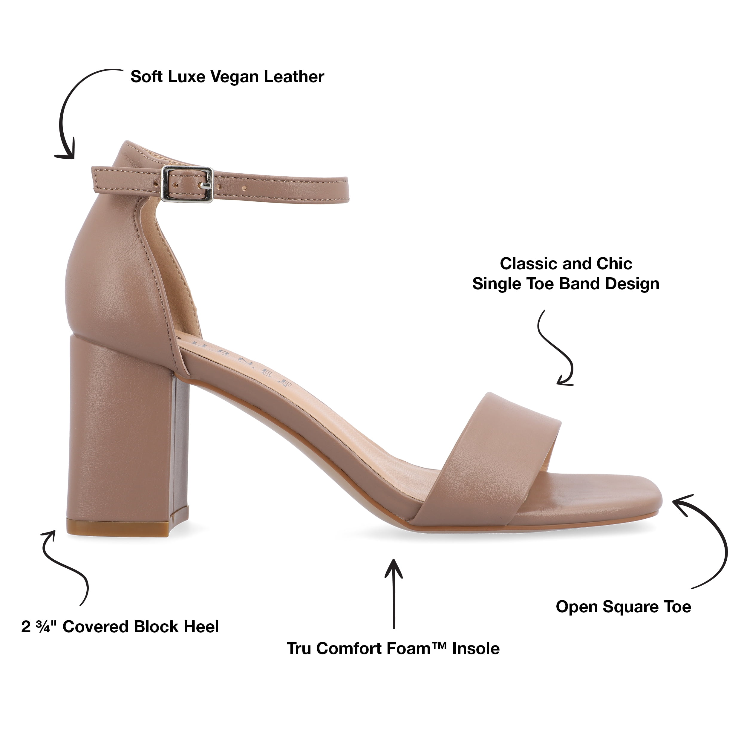 Journee Women's Valenncia SuperNatural Shades Narrow Width Open Square Toe Ankle Strap Sandals