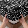 thumbnail image 3 of Queen Size Fitted Sheet Set - Black White Striped 3 Piece Bedding Sets 16" Deep Pocket Fitted Sheet with 2 Pillowcases, Abstract Modern Art Irregular Stripe Brushed Microfiber Hotel Luxury Bed Sheets, 3 of 9