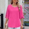 thumbnail image 3 of Jalioing Women's Chiffon Shirts Half Sleeve Crew Neck Summer Fashion Blouses Casual Trendy Plain Tops, 3 of 7
