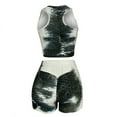 thumbnail image 2 of Women Sleeveless Seamless Ribbed Crop Tank High Waist Shorts Yoga Outfits Sets, 2 of 3