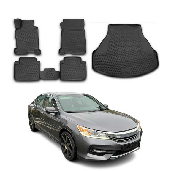 Custom Floor Mats & Cargo Liners for Honda Accord 2013-2017 Black 5 Pcs