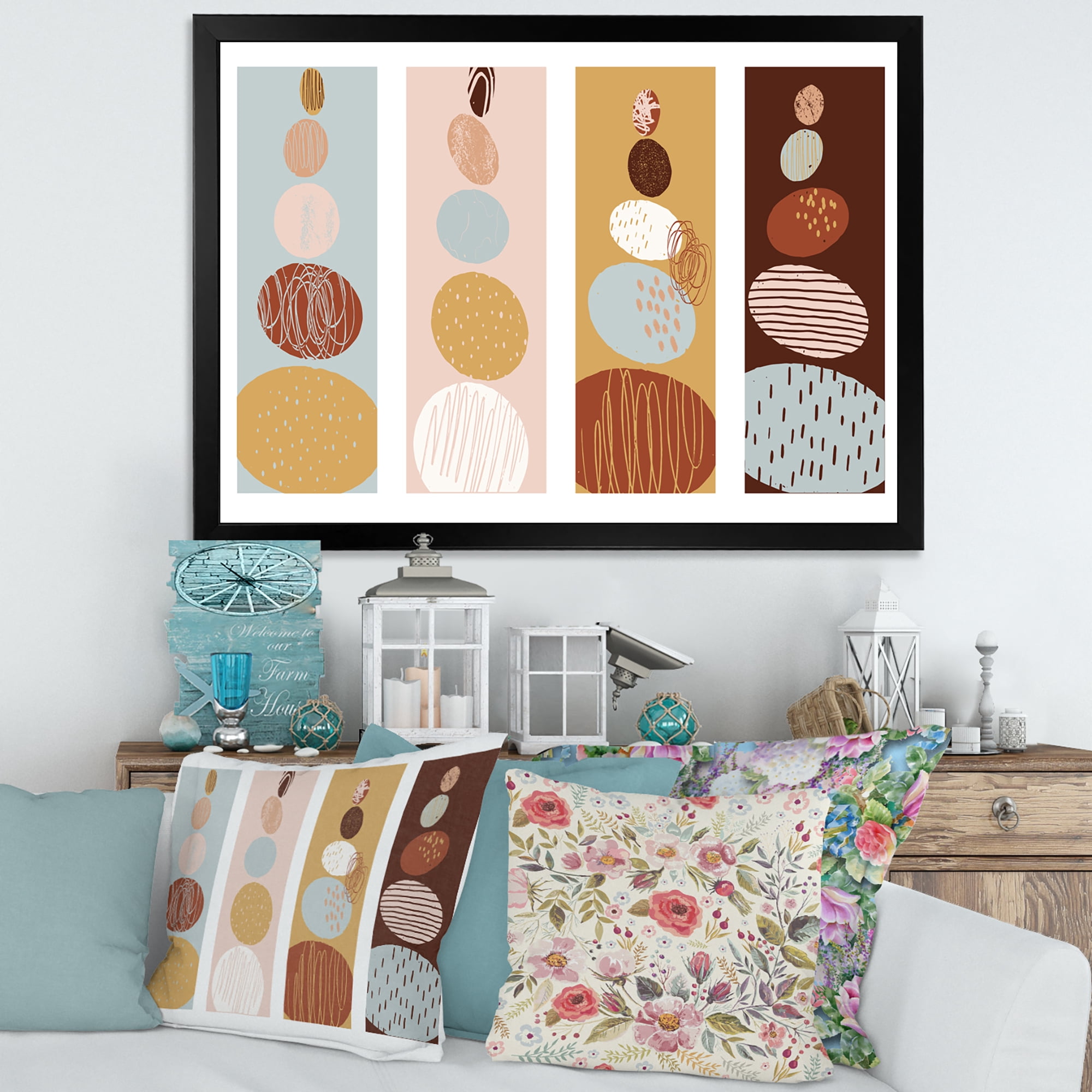 Designart 'Compostion Minimalistic of Organic Shaped Pebbles' Modern Framed Art Print