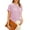 Pink, variant on Airmenty Women's Work Tops Business Casual Round Neck Short Sleeve Swiss Dots Blouses Shirts