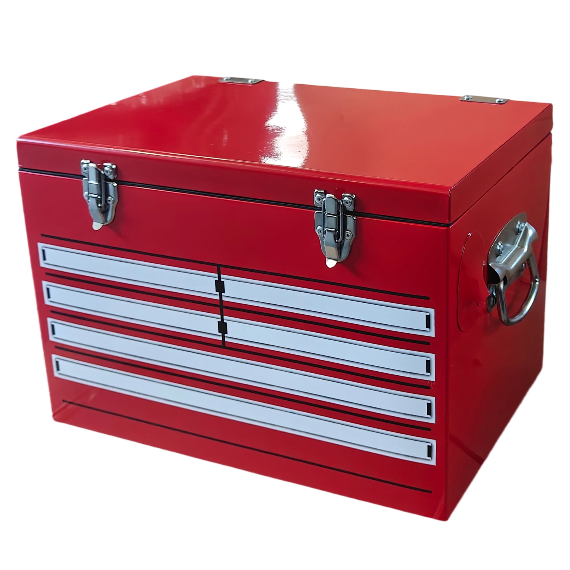 Yakimoto Nostalgia Series 21 Qt. Retro Metal Cooler, Portable Industrial Toolbox Ice Chest for Camping, Tailgating, and Picnics, Red