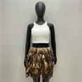 thumbnail image 4 of Skymirror Festival Faux Feather Skirt Punk Gothic Style Hand-Stitched Design Stage Performance Punk Gothic Mini Short Skirt, 4 of 8