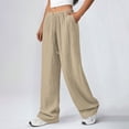 thumbnail image 6 of WHLBF UTTOASFAY Pants for Women Elastic Waist Straight Leg Pants Pull-On Solid Color with Trousers with Pockets Casual Ankle Pants Beige XXXL, 6 of 9