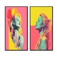 thumbnail image 2 of Designart "Iconic Polaroid Pop Art Vintage Woman Portrait" Woman Pop Art Framed Wall Art Set Of 2 - Glam Pink Gallery Wall Frame Set For Home Decor, 2 of 6