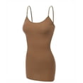 thumbnail image 3 of Essential Basic Women Basic Built In Bra Spaghetti Strap Cami Top Tank - Mocha, M, 3 of 5