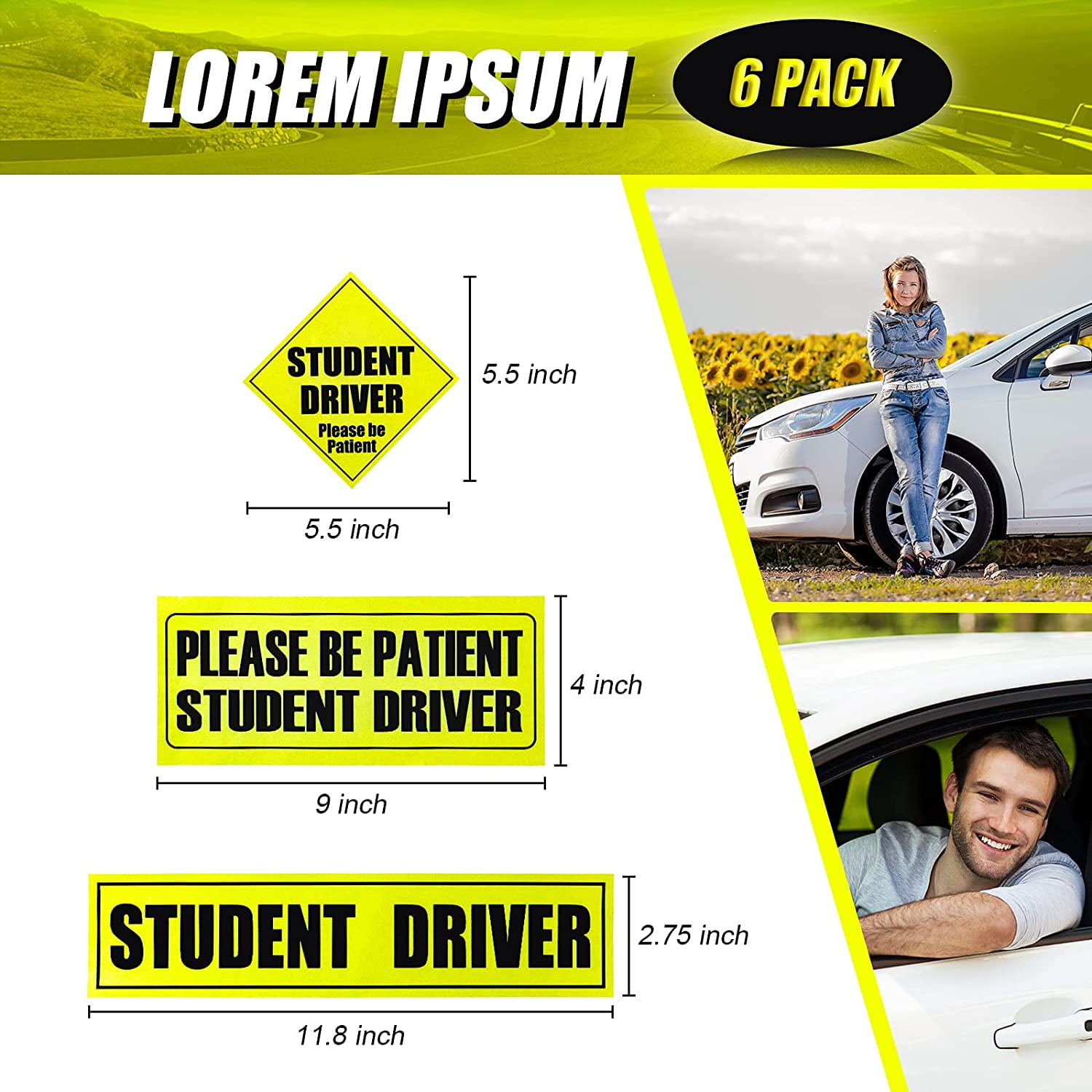 6 Pieces Student Driver Car Safety Sign, Please Be Patient New Driver ...