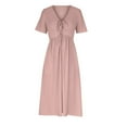 thumbnail image 4 of LEEYNEER Eyelet Dresses for Women Summer Fashion V Neck Sleeveless Ruffle Dresses Solid Color Loose Fit Mini Dresses Casual Flowy Summer Dresses for Women 2024 Vacation, 4 of 7