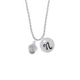thumbnail image 2 of Delight Jewelry Silvertone Hope on White Spinners Silvertone Script Initial Disc - N - Charm Necklace, 20"+3", 2 of 4