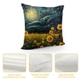 thumbnail image 4 of Shangniulu Square Throw Pillow Covers Abstract Painting of Blue Starry Sky and Sunflowers Pillow Cases Decorative for Home Bedroom Sofa Pillowcases Standard Size 18X18 Inch, 4 of 5