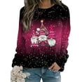 thumbnail image 1 of Innerwin Chandails en Molleton de Noël Père Noël Imprimé Dames Hauts de Noël Col Rond Pull Chaud Rose Rouge TG, 1 of 2