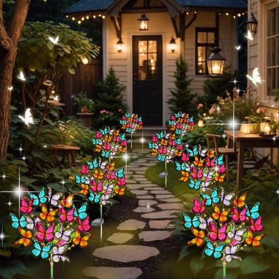 TopZoo Solar Garden Stake Lights, 8 PCS Decorative Solar Lights Outdoor Butterfly Flower Garden Decor Waterproof, Outdoor Decor for Yard Patio Lawn Christmas