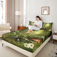 thumbnail image 4 of Castle Fairy Chic Floral Flowers Daisy Twin Sheet Sets 3pcs,Jungle Botanical Mushroom Twin Fitted Sheet Microfiber,Vintage Aesthetic Breathable Flat Sheet,Super Cozy Room Decor, 4 of 7
