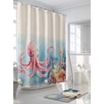thumbnail image 3 of Fsddascl Octopus Shower Curtain Set - Small 36" x 72" Washable Bathtub Curtain with 12 Hooks, Ocean Coastal Starfish Watercolor Blue Coral Waterproof Fabric Stall Shower Curtains for Bathroom, 3 of 6