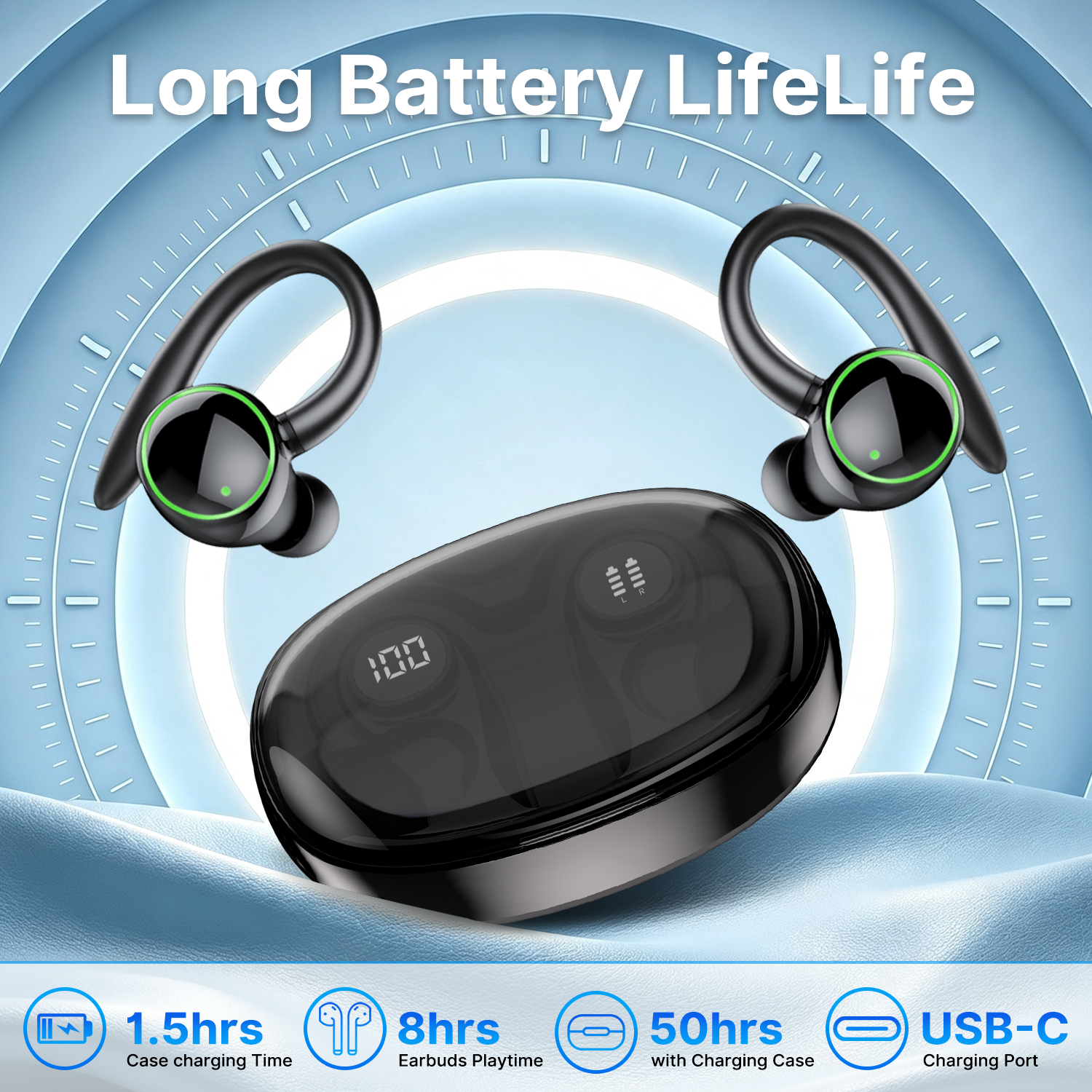 Btootos Wireless Earbuds Bluetooth 5.4 Sports Headphones photo 2