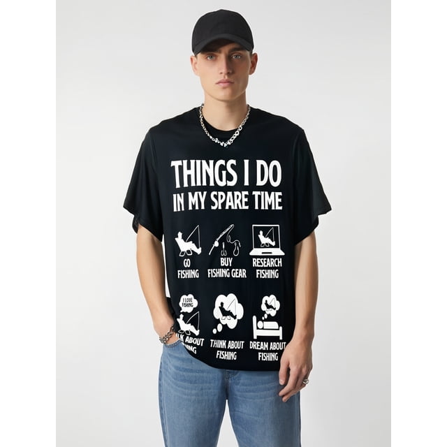 Men's Adult Graphic tee T-ShirtThings I Do In My Spare Time Fishing Boys Men Bass Fishing T-Shirt Tee For Adult, Men, Women, Teen, Teenager, Adolescent, YouthFather's Day, Mother's Day, New Year, Sp