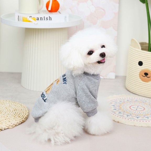 Yidarton New Cute Bear Pet Fall/winter Vests Teddy Sports Leisure Series Fleece Cat Dog Clothes grey