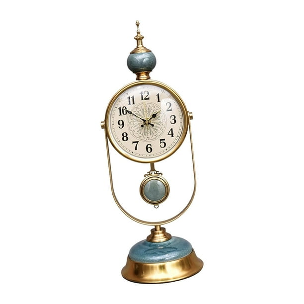 Marco de metal Relojes de escritorio de cerámica Estilo nórdico Decoración del hogar Reloj despertador analógico sin tictac para dormitorios Encimera Gloria Reloj despertador analógico