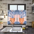 thumbnail image 4 of Yayeee Kitchen Curtains Tier Pair Light Filtering 27"x24" Rod Pocket Short Cafe Window Panel, Pink Leaves, 4 of 7