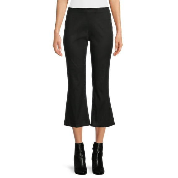 Time and Tru Women's Mid Rise 25" Inseam with Side Zip Closure Kick Flare Crop Pants