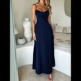 thumbnail image 4 of Vestidos Bohemios Fluidos con Aberturas y Cordones para Mujer, Vestido de Verano Informal de Corte A para Salir Azul Oscuro L, 4 of 6