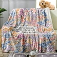 thumbnail image 2 of Sowide Floral Throw Blanket, Boho Blanket Gift for Flower Lovers, Soft Lightweight Flannel Blanket with Words of Gratitude, Warm Fleece Blanket for Women Wife Girl, Sofa Nap Bed, Thanksgiving(50"x60"), 2 of 8