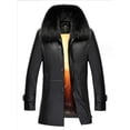 thumbnail image 5 of Chaleco interior de piel de conejo Rex dorado de invierno para hombre, abrigo Nick con cuello de zorro y visón, cuero natural, largo medio, 5 of 5