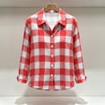 thumbnail image 5 of Womens Fashion Checkered Shirt Collared Long Sleeve Gingham Plaid Shirts Loose Fit Button Front Casual Everyday Blouse, 5 of 7